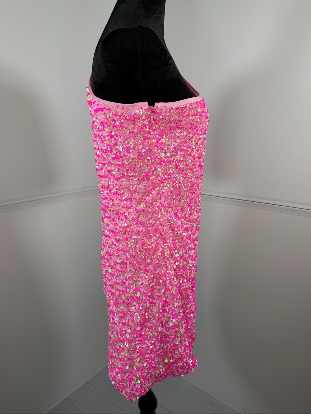 Lime Lush Hot Pink Sequin One Shoulder Mini Cocktail Dress Size Large - Picture 2 of 7